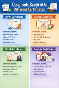 Documents Required for Different Certificates